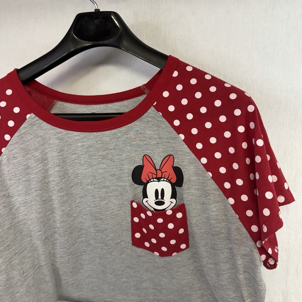 Disney Minnie Mouse Gray Red Polka Dot Short Sleeves 3X Vacation Park Wear